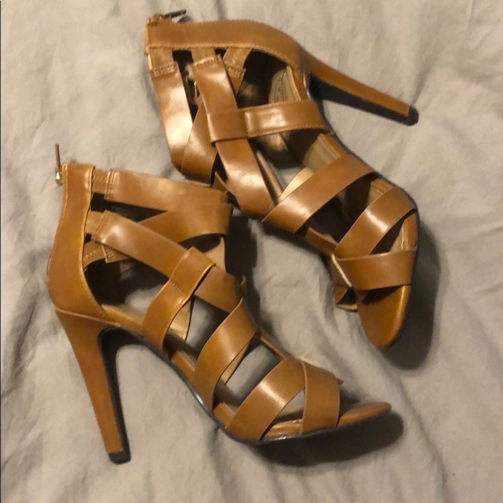 Brown strappy heels